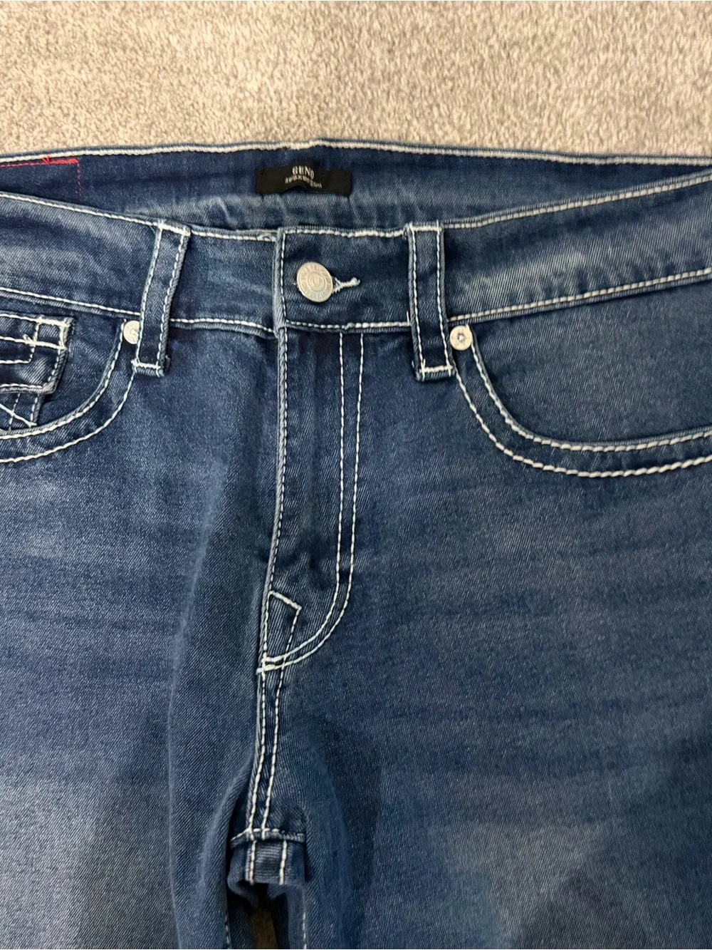 True Religion Geno Relaxed Slim Men's Jeans Size 36 Blue Flap Pocket